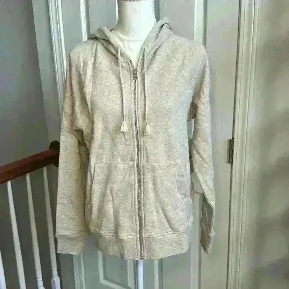 Spiritual Gangster NWT Gratitude SlubTerry Raglan Zip Hoodie OatmealHeather Sz S - Picture 2 of 15